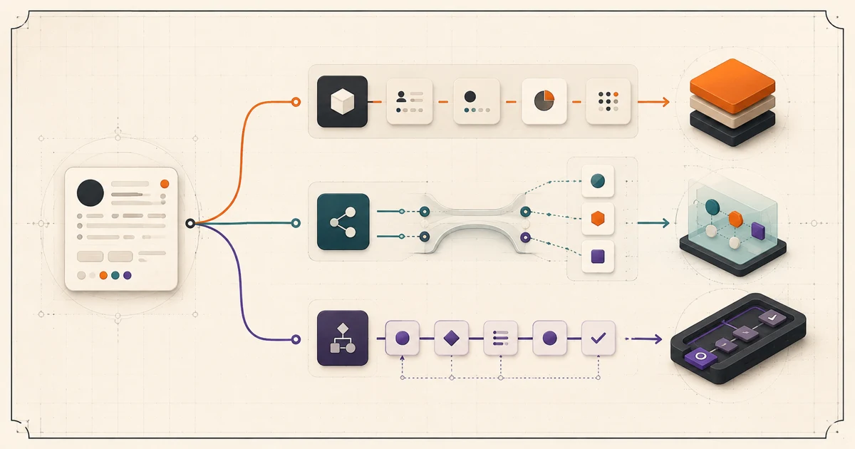 A customer record branching into configured CRM, connected extension, and custom workflow system paths