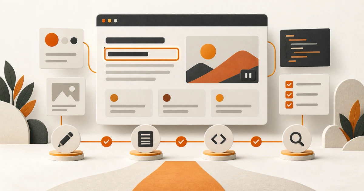 Accessibility requirements built into website delivery A website interface passing through coordinated content, design, development, and accessibility testing gates