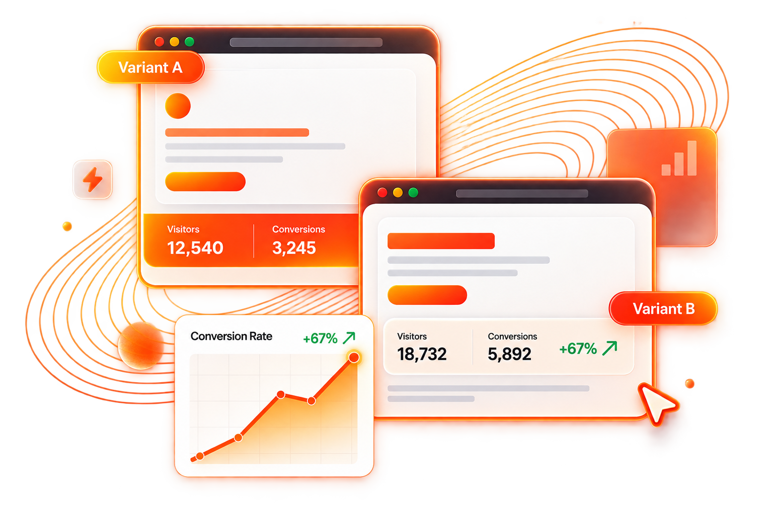 Leeonex landing page development testing with conversion layout variants