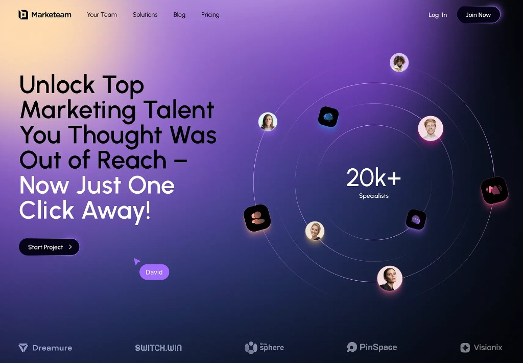 Leeonex concept marketing talent marketplace landing page