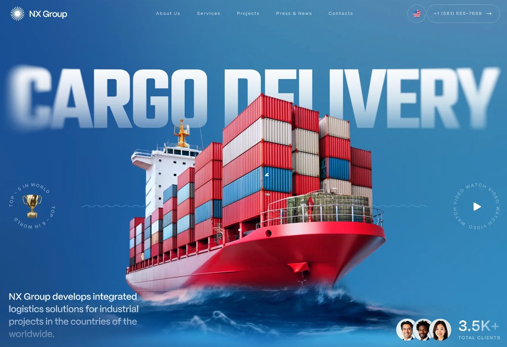 Leeonex concept logistics and cargo landing page development