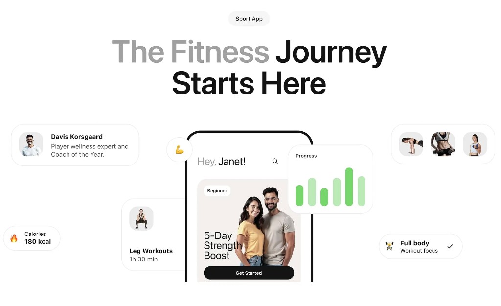 Leeonex concept fitness app landing page development