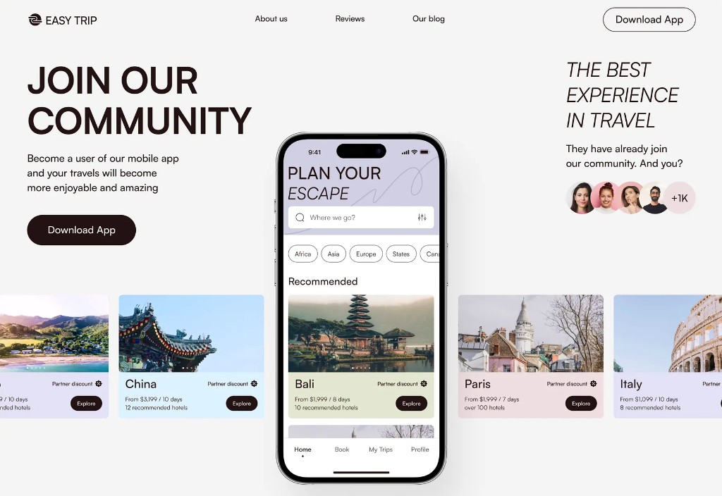 Leeonex concept travel destinations landing page development